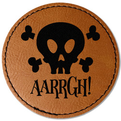 Pirate Faux Leather Iron On Patch - Round (Personalized)