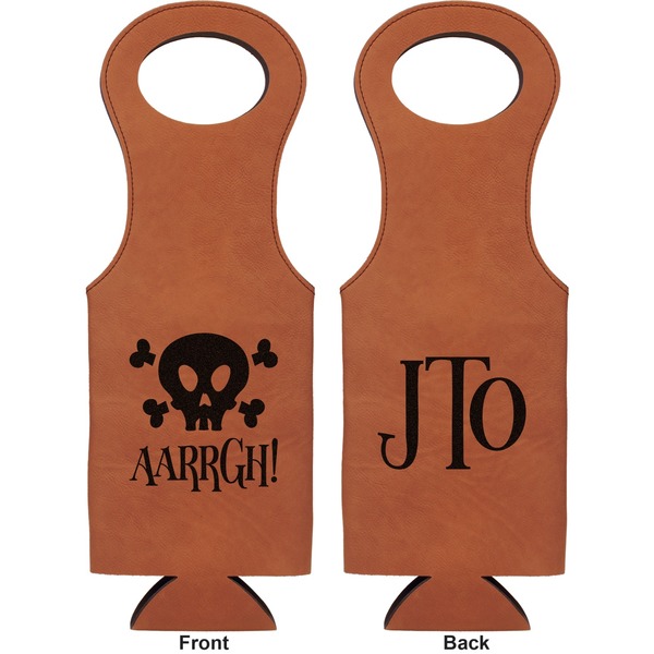 Pirate Leatherette Wine Tote Double Sided - Front and Back