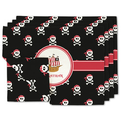 Pirate Double-Sided Linen Placemat - Set of 4 w/ Name or Text