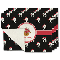 Pirate Single-Sided Linen Placemat - Set of 4 w/ Name or Text
