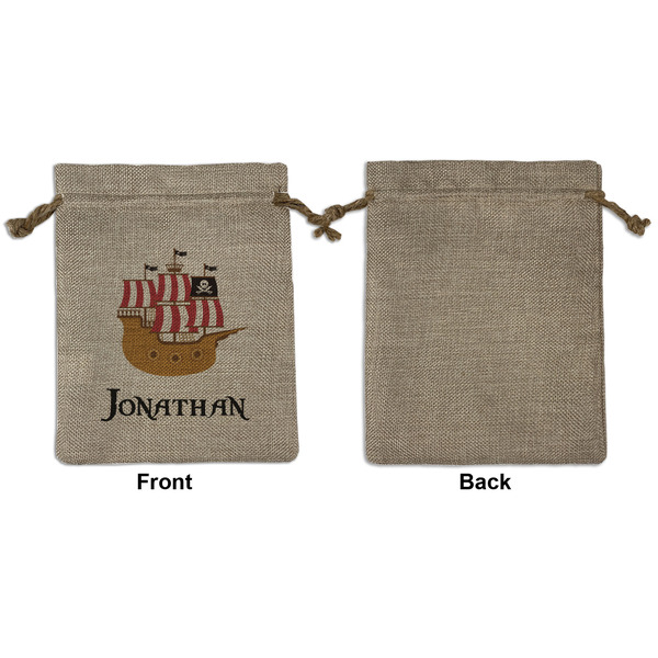 Pirate Medium Burlap Gift Bag - Front Approval