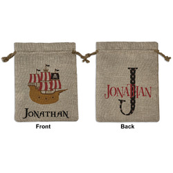 Pirate Medium Burlap Gift Bag - Front & Back (Personalized)