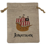 Pirate Medium Burlap Gift Bag - Front (Personalized)