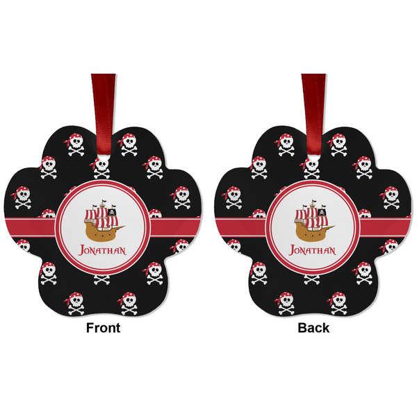 Pirate Metal Paw Ornament - Front and Back