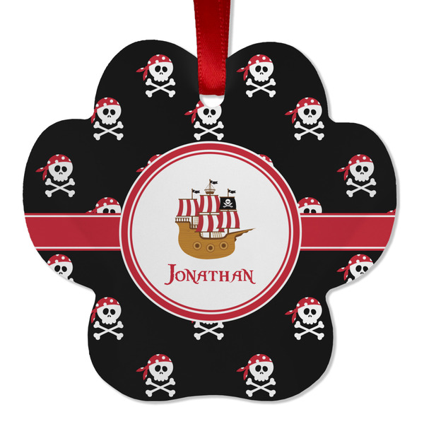 Custom Pirate Metal Paw Ornament - Double Sided w/ Name or Text