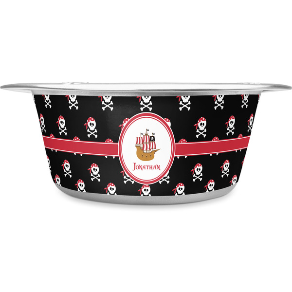 Custom Pirate Stainless Steel Dog Bowl - Large (Personalized)