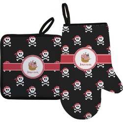 Pirate Right Oven Mitt & Pot Holder Set w/ Name or Text