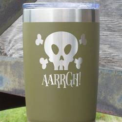 Pirate 20 oz Stainless Steel Tumbler - Olive - Single Sided (Personalized)