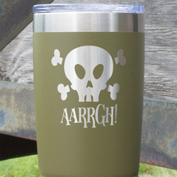 Pirate 20 oz Stainless Steel Tumbler - Olive - Double Sided (Personalized)