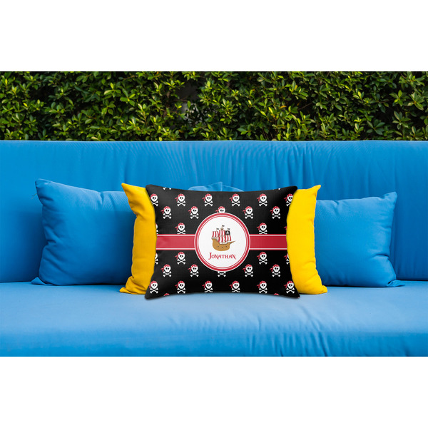 Pirate Outdoor Throw Pillow  - LIFESTYLE (Rectangular - 20x14)