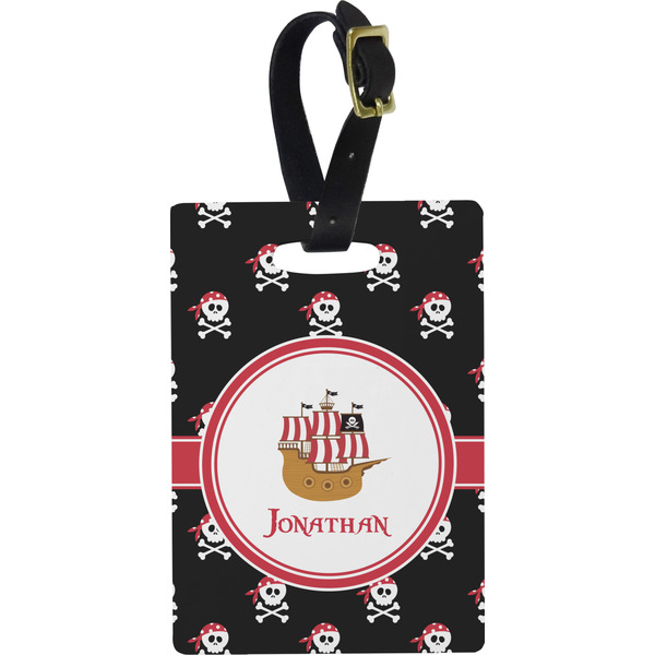 Custom Pirate Plastic Luggage Tag - Rectangular w/ Name or Text