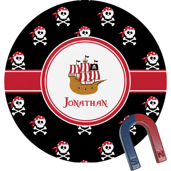 Custom Pirate Round Fridge Magnet (Personalized)