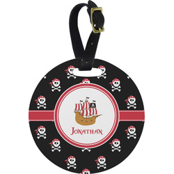 Pirate Plastic Luggage Tag - Round (Personalized)