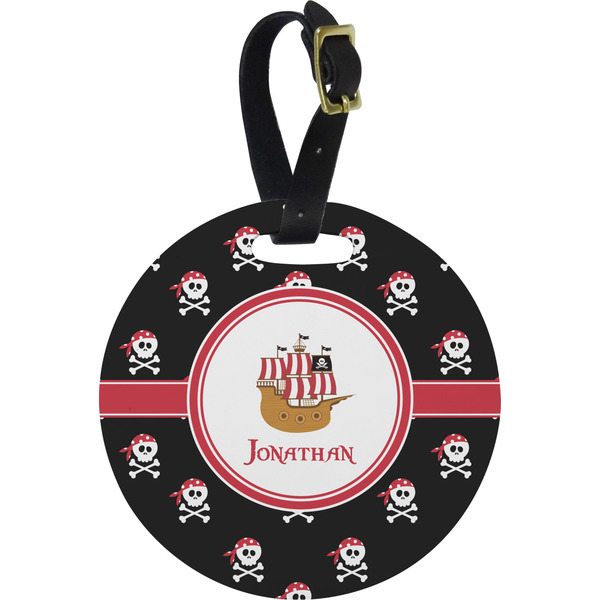 Custom Pirate Plastic Luggage Tag - Round (Personalized)