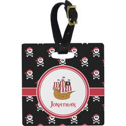 Pirate Plastic Luggage Tag - Square w/ Name or Text