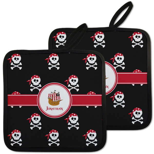 Custom Pirate Pot Holders - Set of 2 w/ Name or Text