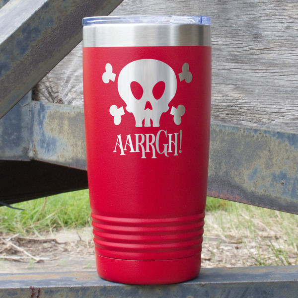 Custom Pirate 20 oz Stainless Steel Tumbler - Red - Single Sided (Personalized)