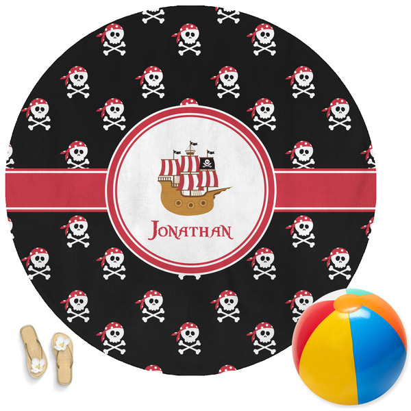 Custom Pirate Round Beach Towel (Personalized)