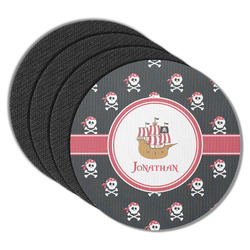 Pirate Round Rubber Backed Coasters - Set of 4 (Personalized)