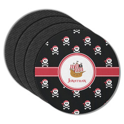 Pirate Round Rubber Backed Coasters - Set of 4 (Personalized)