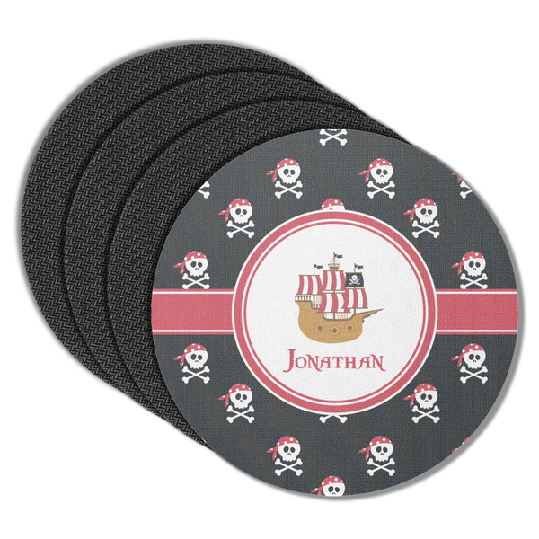 Custom Pirate Round Rubber Backed Coasters - Set of 4 (Personalized)