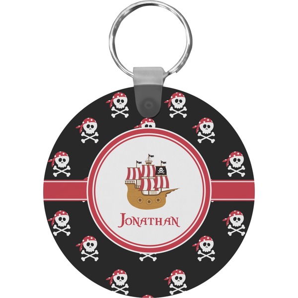 Custom Pirate Round Plastic Keychain (Personalized)