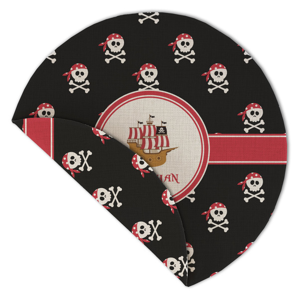 Pirate Round Linen Placemats - Front (folded corner double sided)