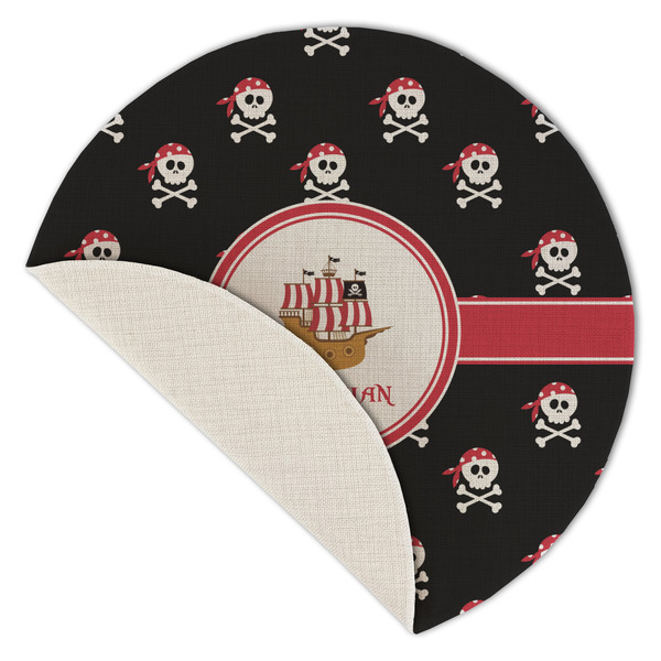 Pirate Round Linen Placemats - Front (folded corner single sided)