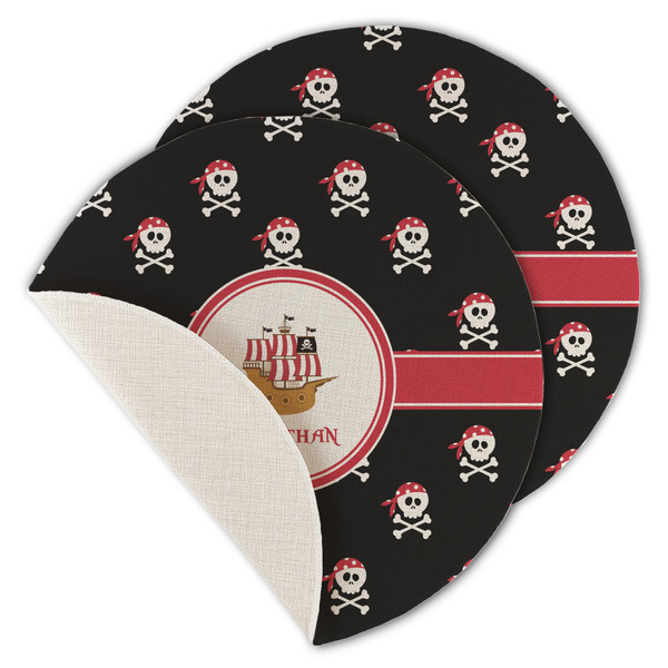 Custom Pirate Round Linen Placemat - Single Sided - Set of 4 (Personalized)