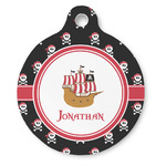 Pirate Round Pet ID Tag - Large (Personalized)