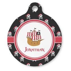 Pirate Round Pet ID Tag - Large (Personalized)