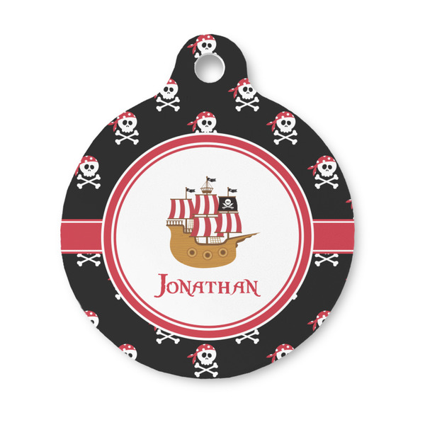 Custom Pirate Round Pet ID Tag - Small (Personalized)