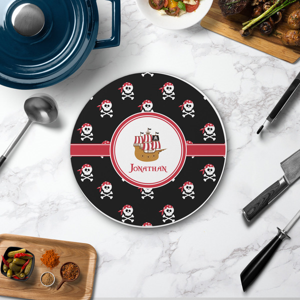 Pirate Round Stone Trivet - In Context View