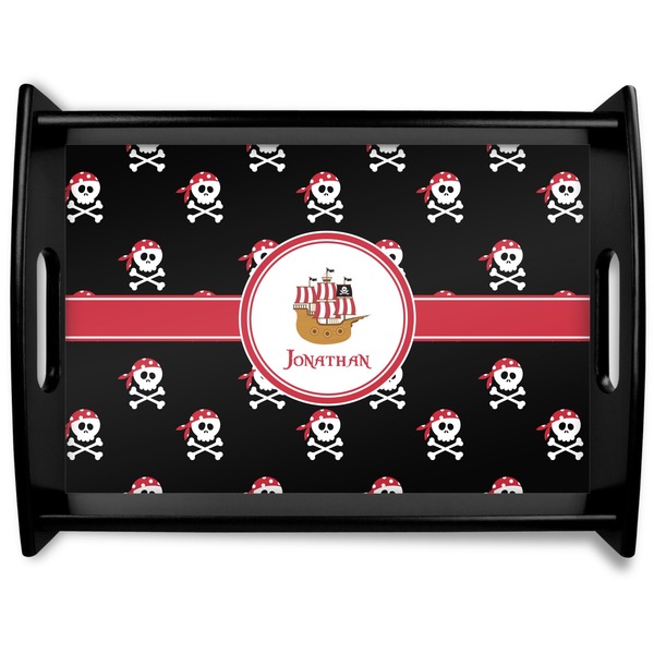 Custom Pirate Black Wooden Tray - Large (Personalized)