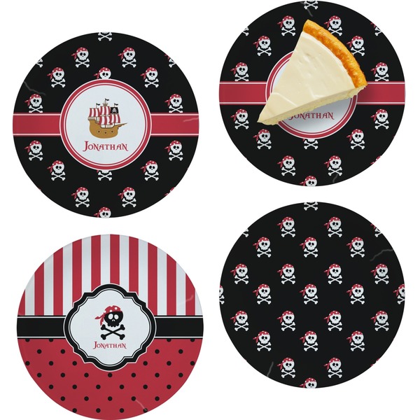 Custom Pirate Set of 4 Glass Appetizer / Dessert Plate 8" (Personalized)