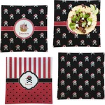 Pirate Set of 4 Glass Square Lunch / Dinner Plate 9.5" (Personalized)