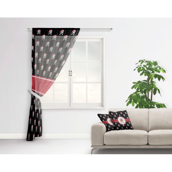 Pirate Sheer Curtain With Window and Rod - in Room Matching Pillow
