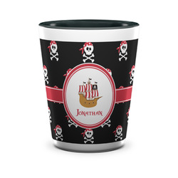 Pirate Ceramic Shot Glass - 1.5 oz - Two Tone - Set of 4 (Personalized)