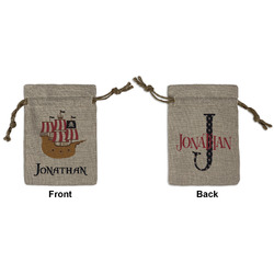 Pirate Small Burlap Gift Bag - Front & Back (Personalized)