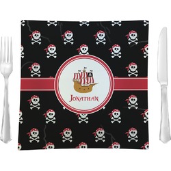 Pirate 9.5" Glass Square Lunch / Dinner Plate- Single or Set of 4 (Personalized)