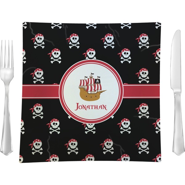 Custom Pirate Glass Square Lunch / Dinner Plate 9.5" (Personalized)