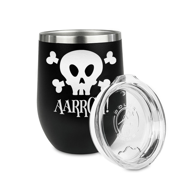 Pirate Stainless Wine Tumblers - Black - Single Sided - Alt View
