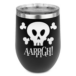 Pirate Stemless Stainless Steel Wine Tumbler - Black - Single Sided (Personalized)