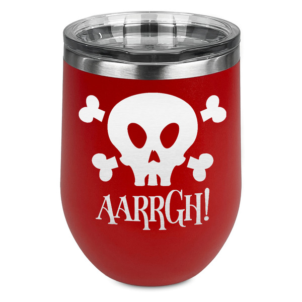 Custom Pirate Stemless Stainless Steel Wine Tumbler - Red - Single Sided (Personalized)