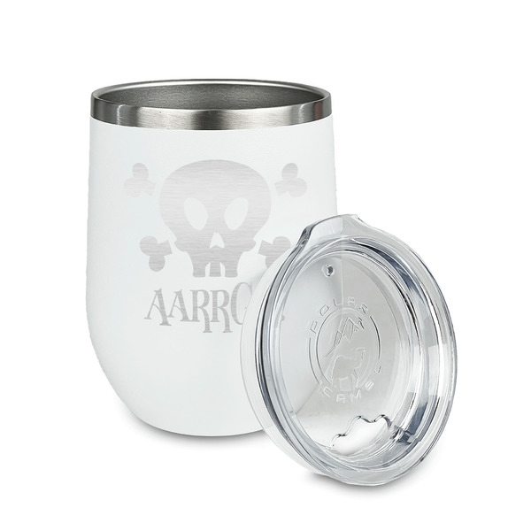 Pirate Stainless Wine Tumblers - White - Single Sided - Alt View
