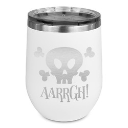 Pirate Stemless Stainless Steel Wine Tumbler - White - Single Sided (Personalized)