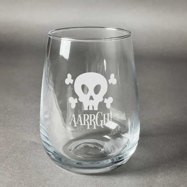 Custom Pirate Stemless Wine Glass (Single) (Personalized)