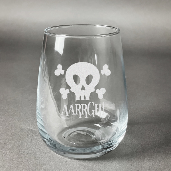 Custom Pirate Stemless Wine Glass - Engraved (Personalized)