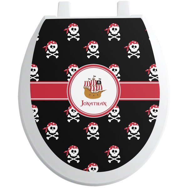 Custom Pirate Toilet Seat Decal - Round (Personalized)