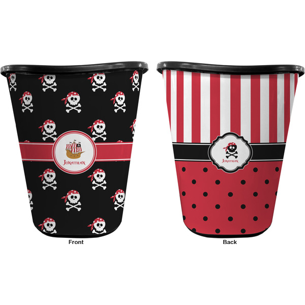 Pirate Trash Can Black - Front and Back - Apvl